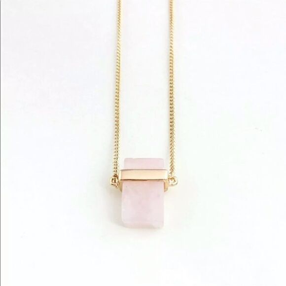 The Rose Quartz Gold Plated Long Chain With Rose Quartz pendant - Picture 8 of 9